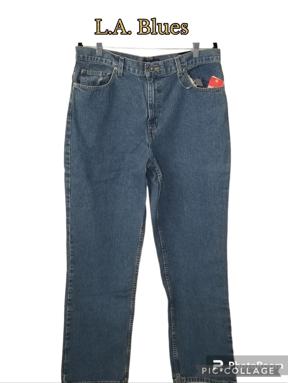 L.A. Blue jeans blue denim 5 pocket relaxed straight leg size 14 avg nwt